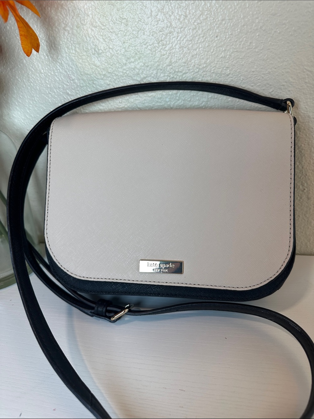 kate spade Two-Tone Cream and Black Crossbody Bag